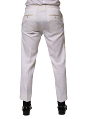 Dolce & Gabbana White Polyester Tapered Formal Trouser Pants