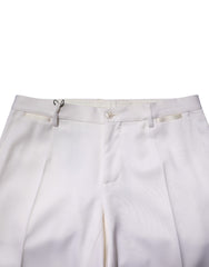 Dolce & Gabbana White Polyester Tapered Formal Trouser Pants