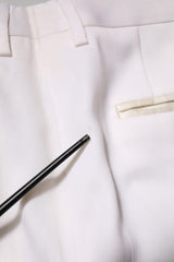 Dolce & Gabbana White Polyester Tapered Formal Trouser Pants