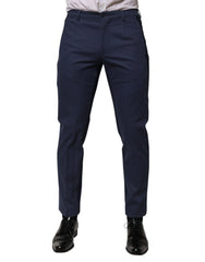 Dolce & Gabbana Blue Cotton Tapered Men Formal Trousers Pants