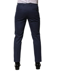 Dolce & Gabbana Blue Cotton Tapered Men Formal Trousers Pants