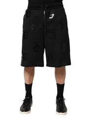 Dolce & Gabbana Black Logo Cotton Bermuda Sweatshorts Shorts