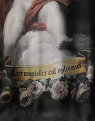 Dolce & Gabbana Black Cashmere Cherub Print Baroque Sweater