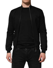 Dolce & Gabbana Black Cotton Logo Full Zip Men Bomber Jacket
