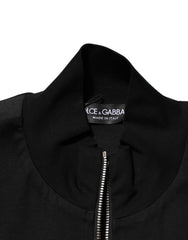 Dolce & Gabbana Black Cotton Logo Full Zip Men Bomber Jacket