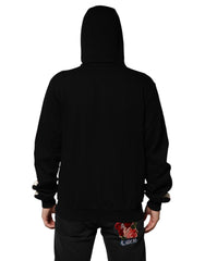 Dolce & Gabbana Black Cotton Plaque Track Cardigan Sweater