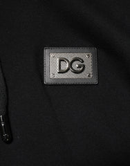 Dolce & Gabbana Black Cotton Plaque Track Cardigan Sweater