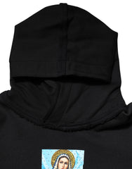 Dolce & Gabbana Black Printed Hoodie Crystal Embellished Jacket