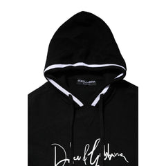 Dolce & Gabbana Black Hooded Logo Print Sweatshirt Sweater