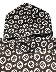 Dolce & Gabbana Brown White DG Logo Short Hoodie Sweater