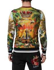 Dolce & Gabbana Tropical Heart Crown Silk Pullover Sweater
