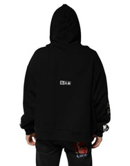 Dolce & Gabbana Black Cotton DG Milano Logo Print Hoodie Sweater