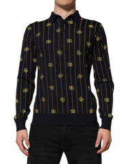 Dolce & Gabbana Black Logo Jacquard Knitted Polo Shirt T-shirt