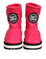Dolce & Gabbana Pink White Viscose Padded Mid Calf Boots Shoes