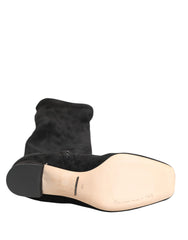 Dolce & Gabbana Black Suede Leather Knee High Boots Shoes