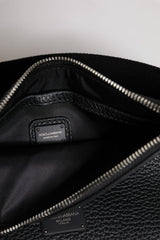 Dolce & Gabbana Black Leather Logo Embossed Waist Fanny Pack Bag
