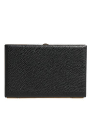 Dolce & Gabbana Black Leather Gold Frame Clutch Evening Party Purse Bag