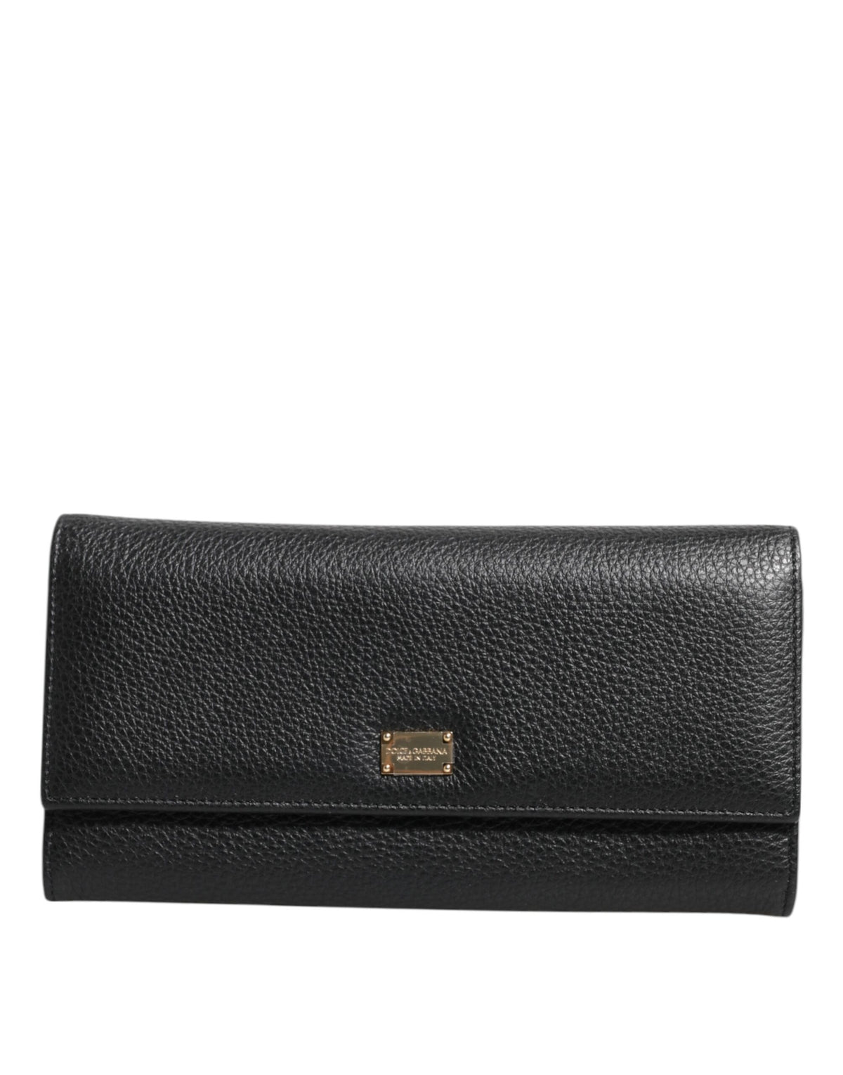 Dolce & Gabbana Black Leather Logo Plaque Card Holder Trifold Wallet