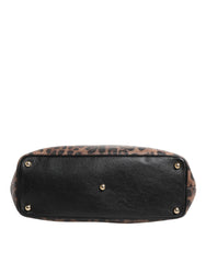 Dolce & Gabbana Brown Leopard GLAM Leather Logo Plaque Tote Bag