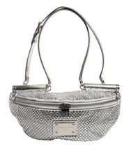 Dolce & Gabbana Silver Crystal-Embellished Belt Strap Bag