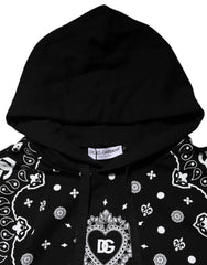 Dolce & Gabbana Black Bandana Hooded Men Sweatshirt Sweater