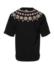 Dolce & Gabbana Black Coin Print Cotton Crew Neck T-shirt