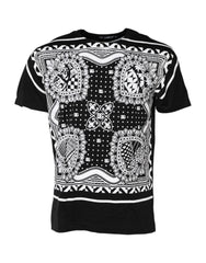 Dolce & Gabbana Black Bandana Print Cotton Crew Neck T-shirt