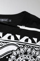 Dolce & Gabbana Black Bandana Print Cotton Crew Neck T-shirt