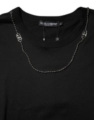 Dolce & Gabbana Black Chain Necklace Cotton Crewneck T-shirt