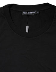 Dolce & Gabbana Black Logo Print Cotton Men Crew Neck T-shirt