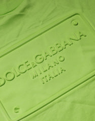 Dolce & Gabbana Green Embossed Logo Cotton Crew Neck T-shirt