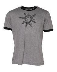 Dolce & Gabbana Gray Sacred Heart Cotton Crew Neck T-shirt
