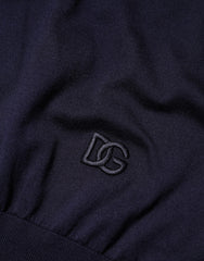 Dolce & Gabbana Dark Blue Silk Crew Neck Short Sleeves T-shirt