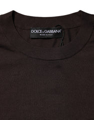 Dolce & Gabbana Brown Silk Crew Neck Short Sleeves T-shirt