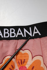 Dolce & Gabbana Pink Floral Leggings Stretch Waist Pants