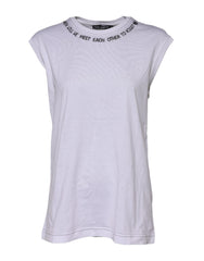 Dolce & Gabbana White Cotton Sleeveless Printed Tank T-shirt