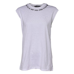 Dolce & Gabbana White Cotton Sleeveless Printed Tank T-shirt