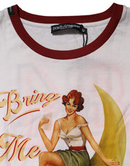 Dolce & Gabbana White Bring Me To The Moon Pin Up T-shirt Top