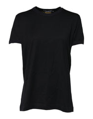 Dolce & Gabbana Black Cotton DG Print Short Sleeve Top T-shirt