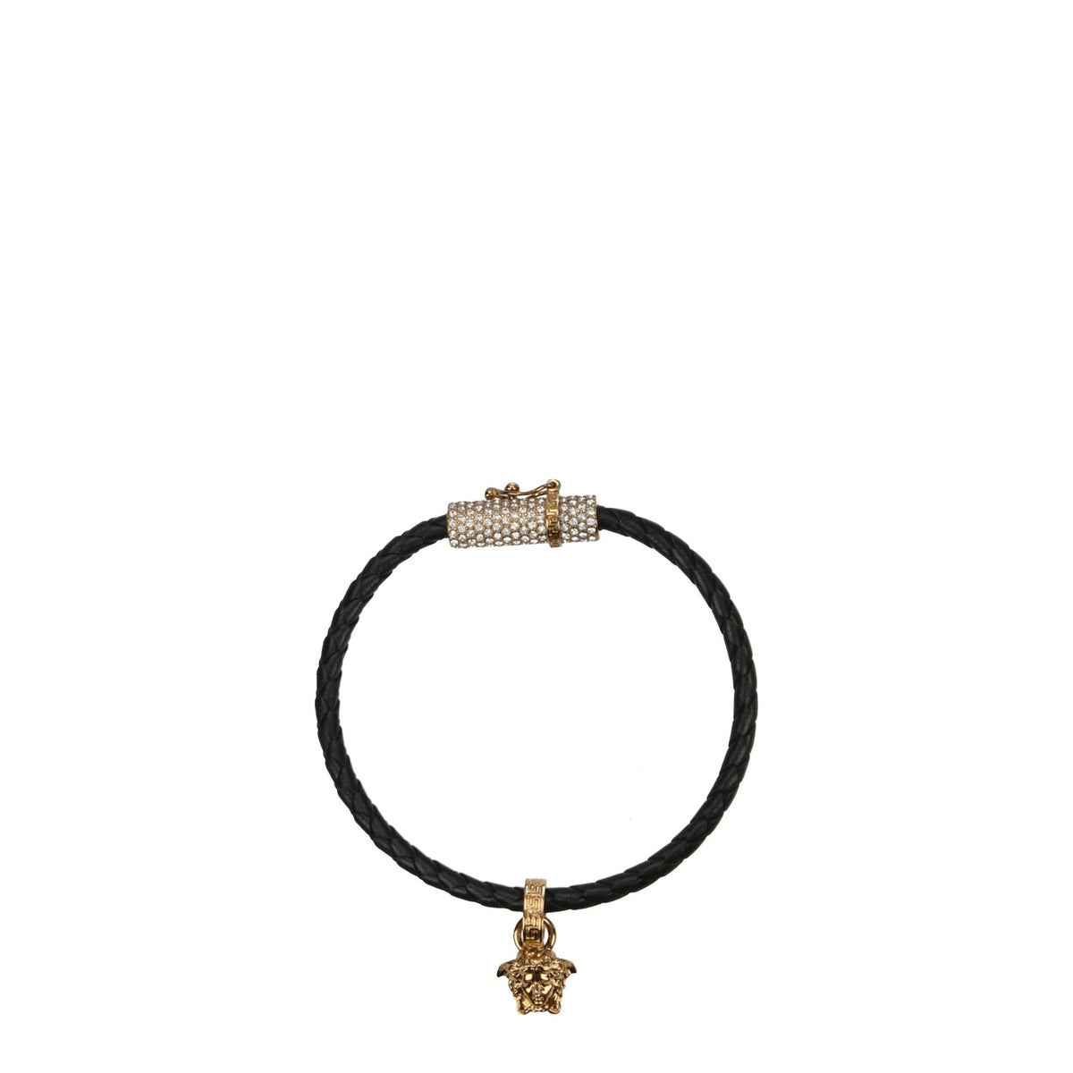 Versace Black Leather Bracelet