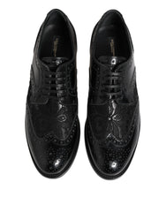 Dolce & Gabbana Black Leather Floral Lace Dress Formal Shoes