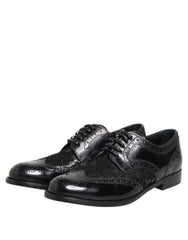 Dolce & Gabbana Black Leather Floral Lace Dress Formal Shoes