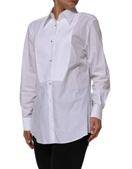 Dolce & Gabbana White Cotton Collared Long Sleeves Shirt Top