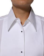 Dolce & Gabbana White Cotton Collared Long Sleeves Shirt Top