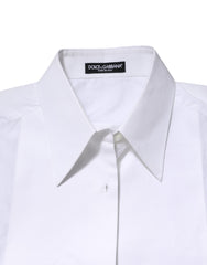 Dolce & Gabbana White Cotton Collared Long Sleeves Shirt Top