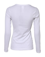 Dolce & Gabbana White Cotton Knit Round Neck Long Sleeves T-shirt