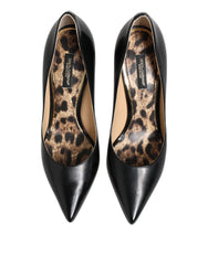 Dolce & Gabbana Black Calf Leather Stiletto Heels Pumps Shoes