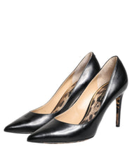 Dolce & Gabbana Black Calf Leather Stiletto Heels Pumps Shoes