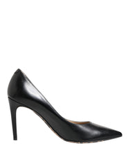 Dolce & Gabbana Black Calf Leather Stiletto Heels Pumps Shoes
