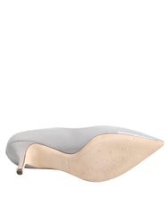 Dolce & Gabbana Light Gray Leather Kitten Heels Pumps Shoes